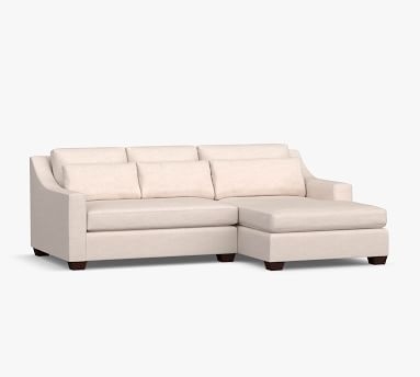 York Slope Arm Upholstered Deep Seat Left Arm Loveseat with Double Chaise Sectional and Bench Cushion, Down Blend Wrapped Cushions, Premium Performance Basketweave Pebble - Image 2