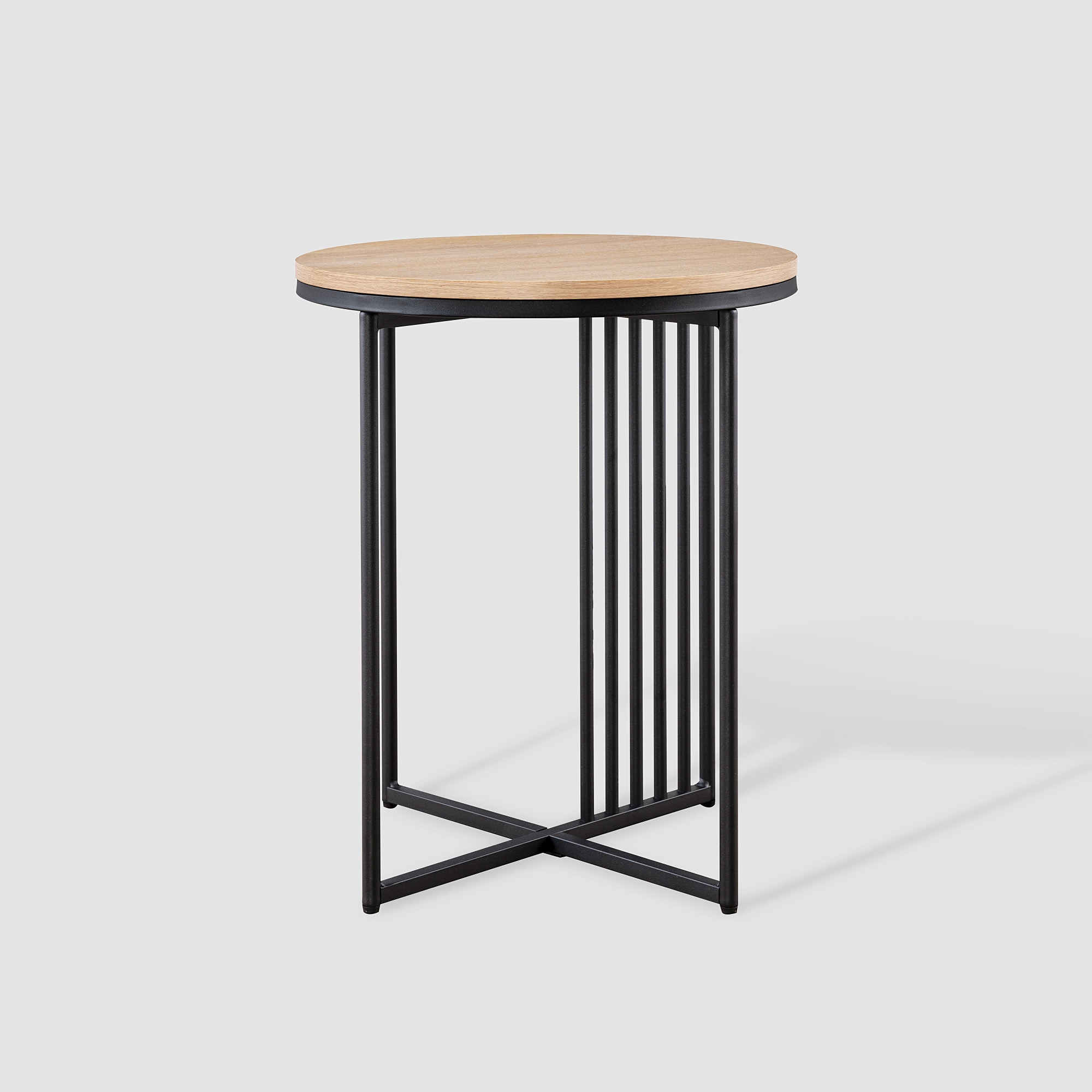 Minimalist Metal Slatted Side Table - Coastal Oak / Black - Image 4