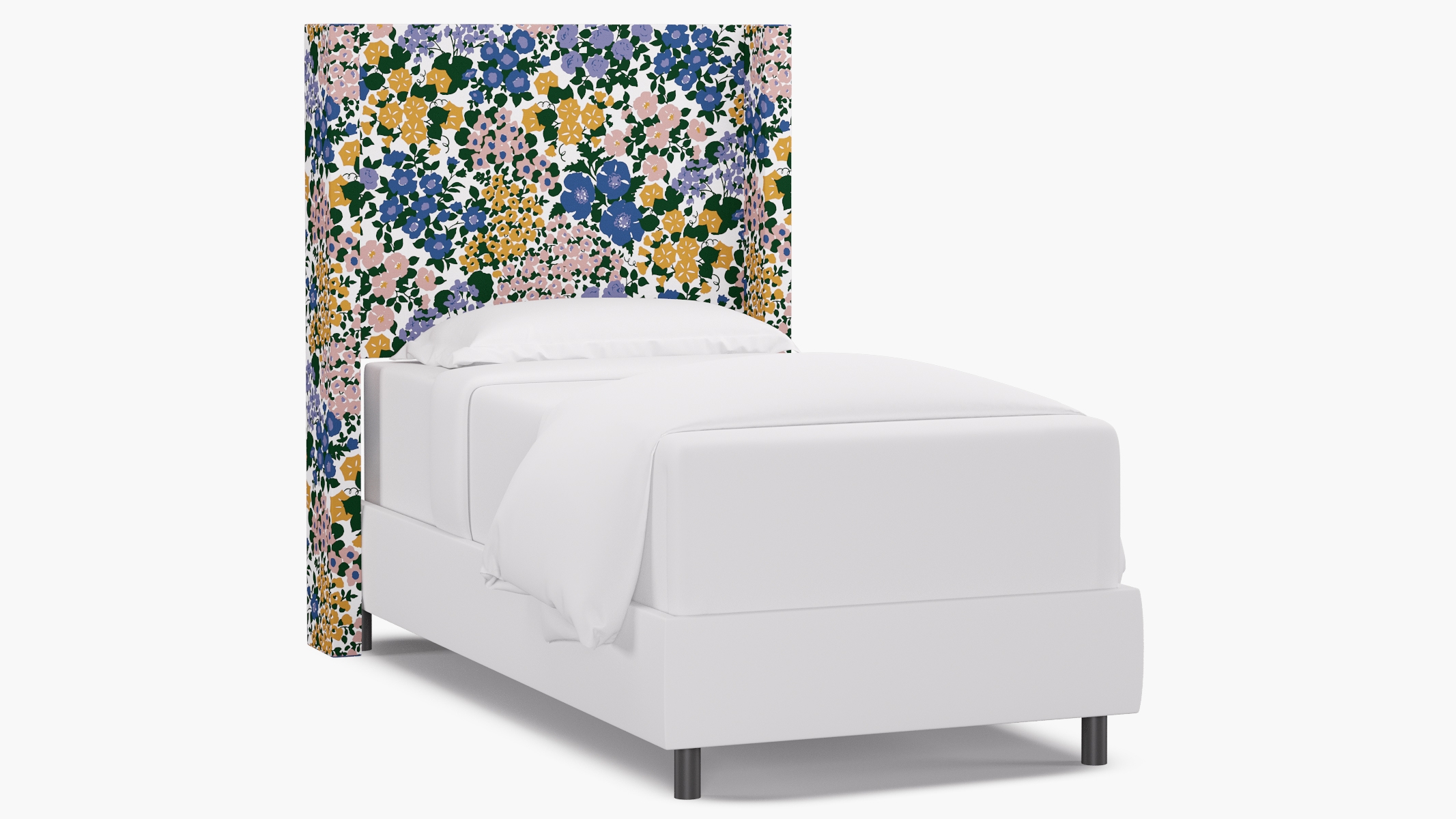 Modern Wingback Headboard, Lavender Million Flowers, Twin - Image 0