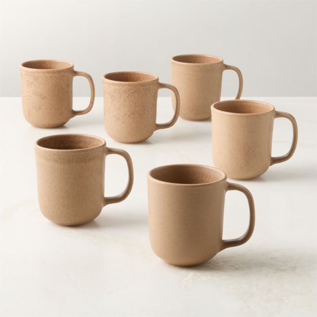 Drift Tan Mugs with Reactive Glaze 12oz Set of 6 - Image 0