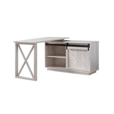 Elizaveta L-Shape Desk With Barn Door Cabinet - Image 0