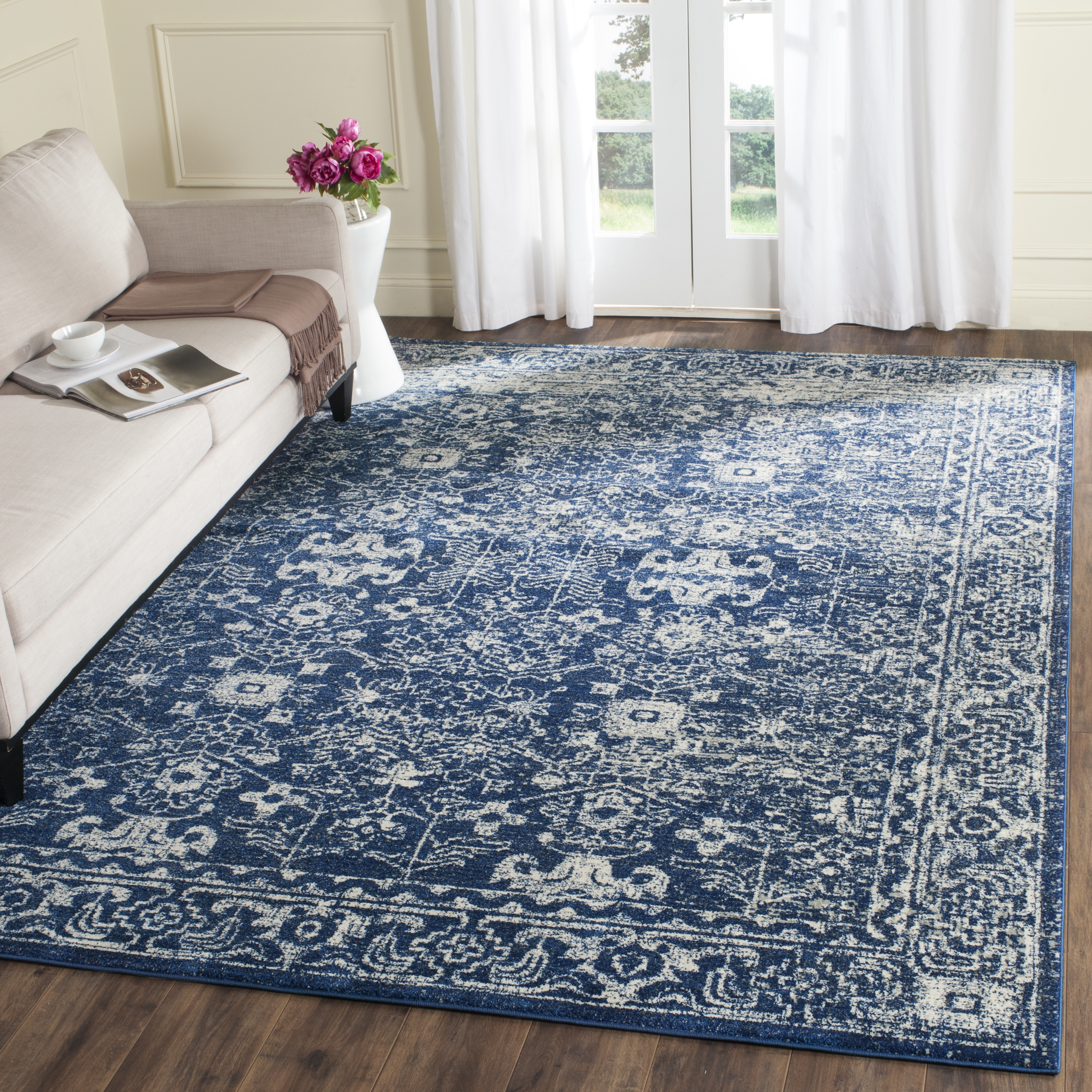 Arlo Home Woven Area Rug, EVK270A, Navy/Ivory,  8' X 10' - Image 1