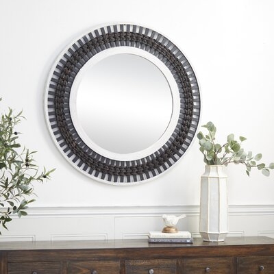 Brown Wood Contemporary Wall Mirror, 36 X 36 X 1 - Image 0