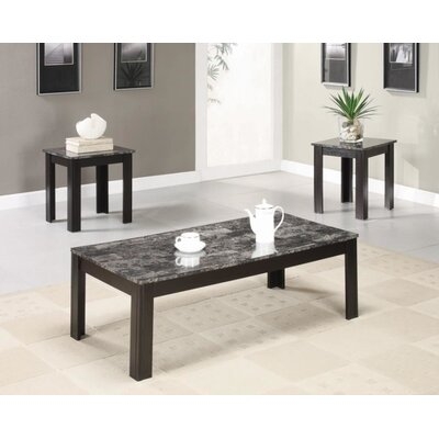 Kayllie Faux Marble Top Occasional 3 Piece Coffee Table Set - Image 0