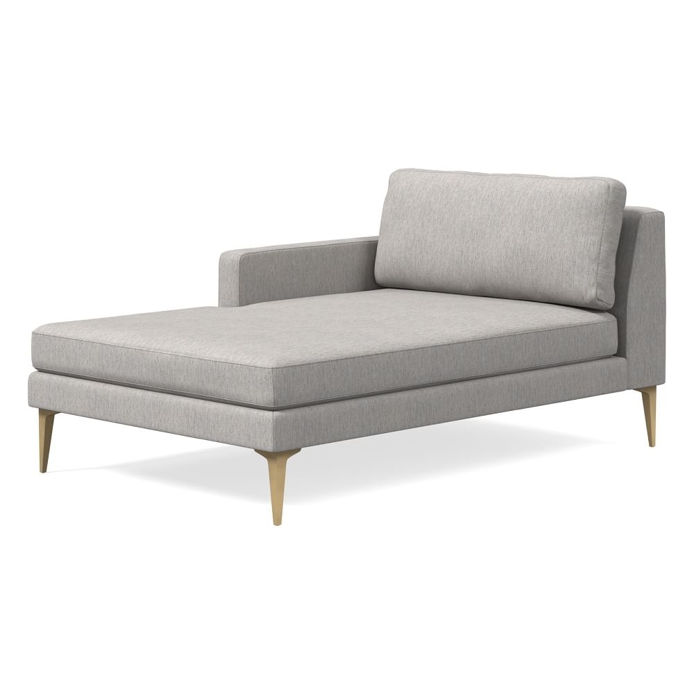 Andes Left Arm Chaise, Poly, Performance Coastal Linen, Storm Gray, Blackened Brass - Image 0