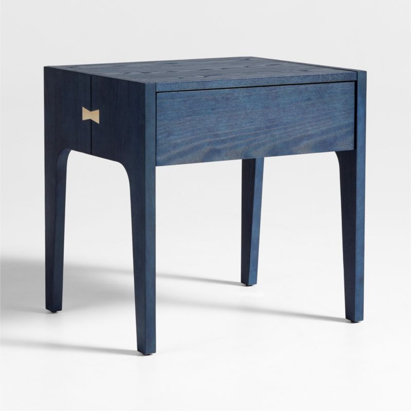 Nova Indigo Dyed Ash Wood Kids Nightstand with Drawer - Image 1