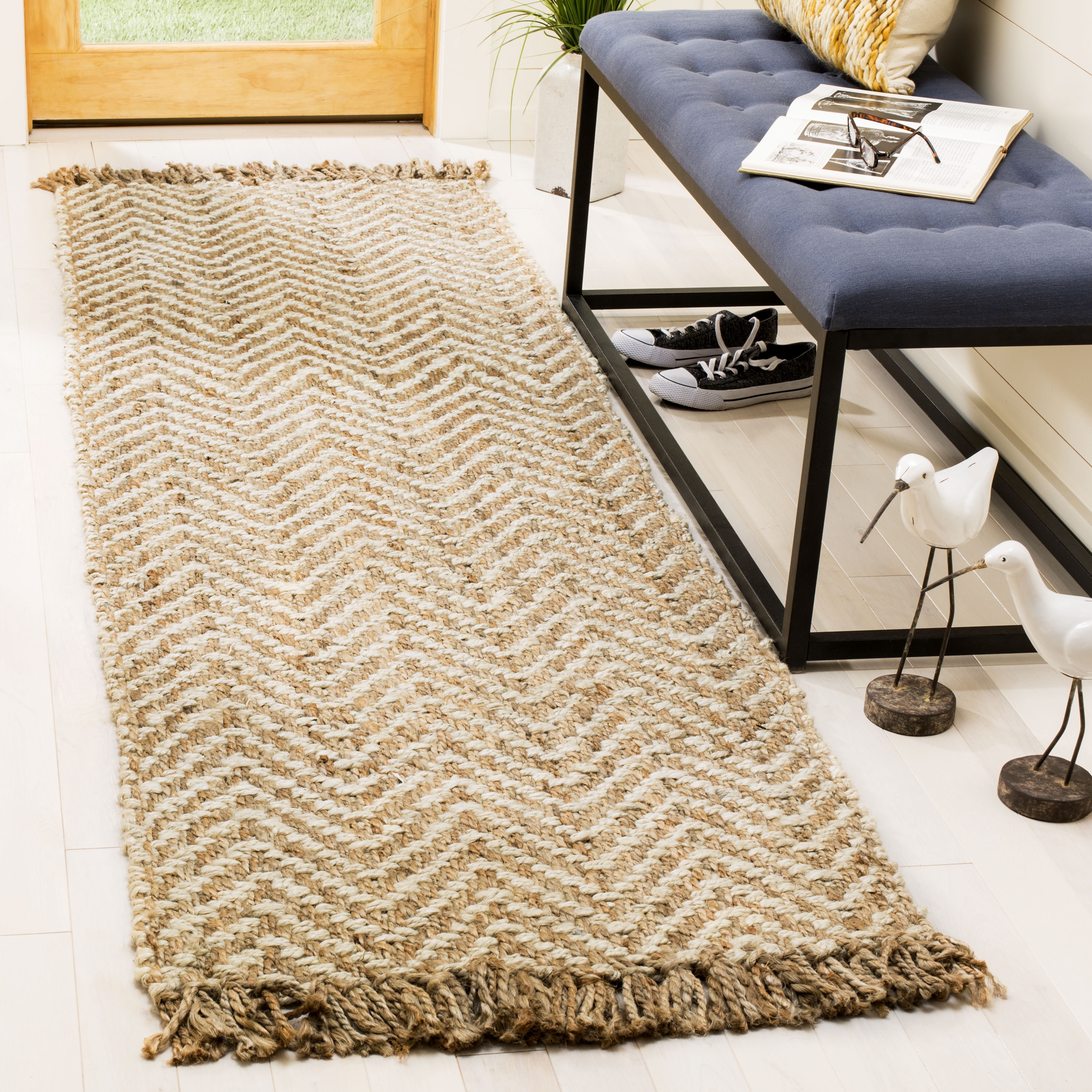 Arlo Home Hand Woven Area Rug, NF458A, Bleach/Natural,  2' 6" X 4' - Image 1