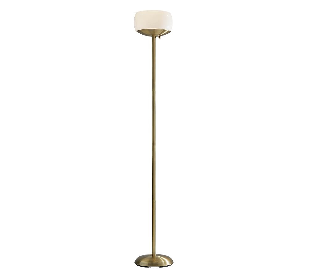 Rosella Metal Torchiere Floor Lamp, Antique Brass - Image 0