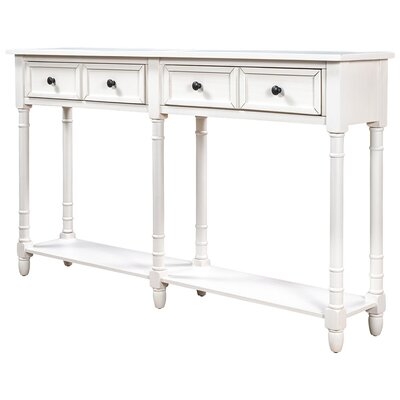 Console Table Sofa Table Easy Assembly With Two Storage Drawers And Bottom Shelf For Living Room, Entryway (Ivory White) - Image 0