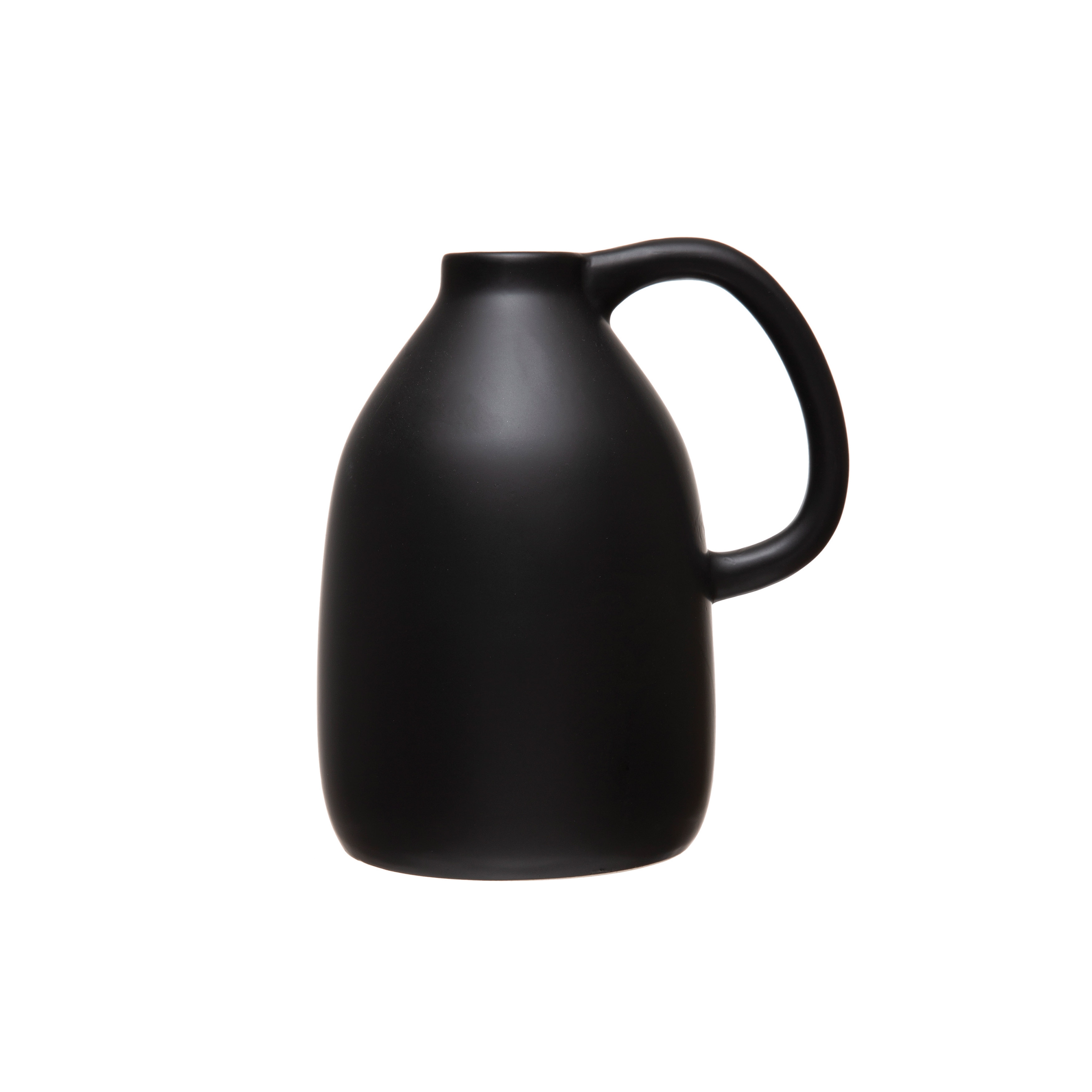 Ceramic Vase with Handle, Matte Black - Image 0