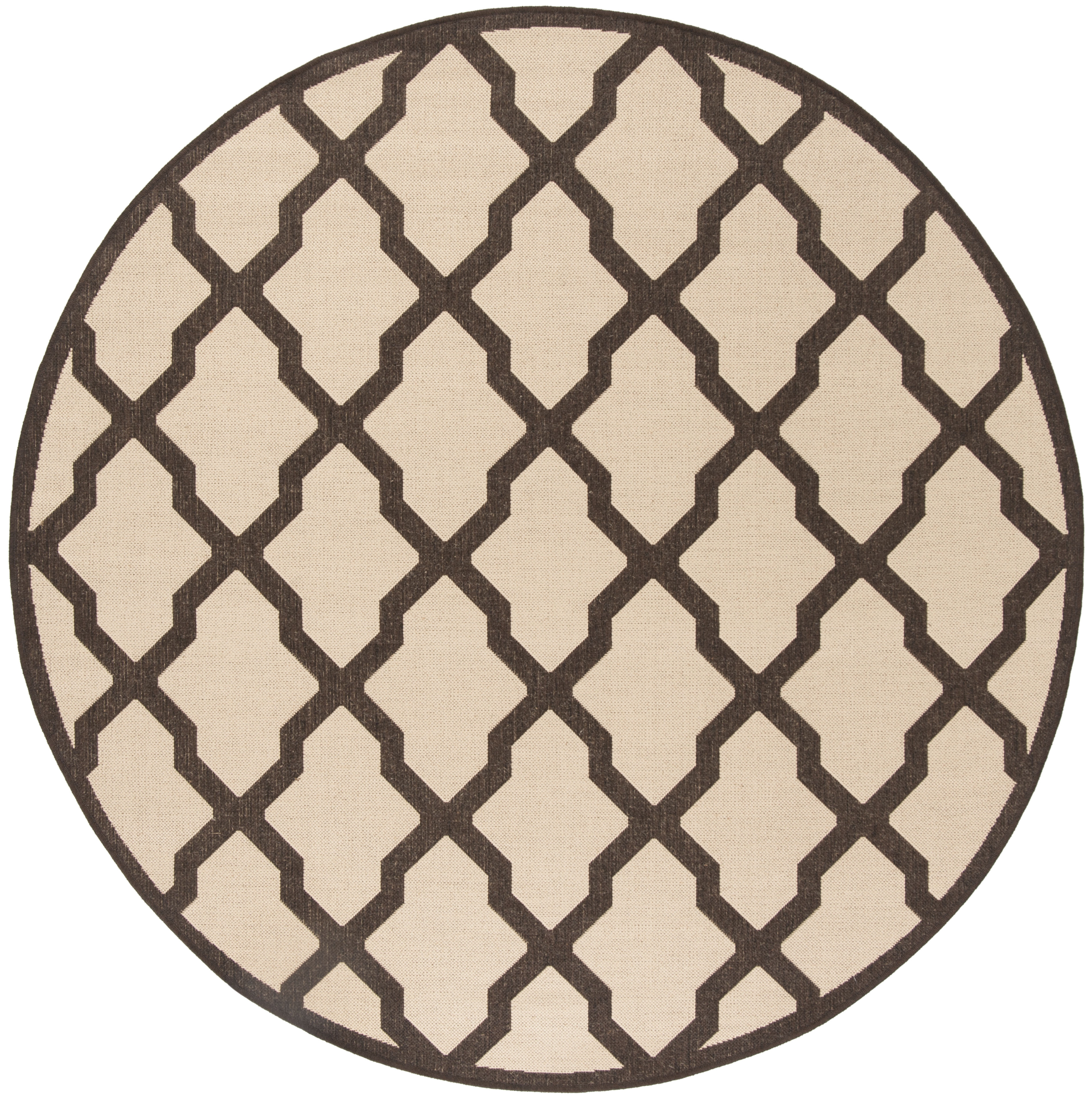 Arlo Home Indoor/Outdoor Woven Area Rug, LND122U, Cream/Brown,  6' 7" X 6' 7" Round - Image 0