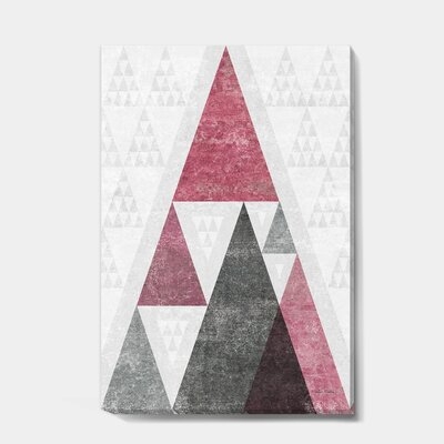 Pink Geometric Mod Triangles II - Wrapped Canvas Painting Print - Image 0