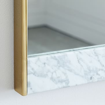Marble & Brass Floor Mirror, White, 30"Wx72"H - Image 3