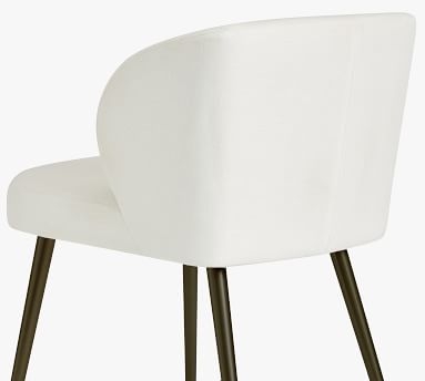 Wingback Upholstered Dining Side Chair, Bronze Leg, Basketweave Slub Ivory - Image 2