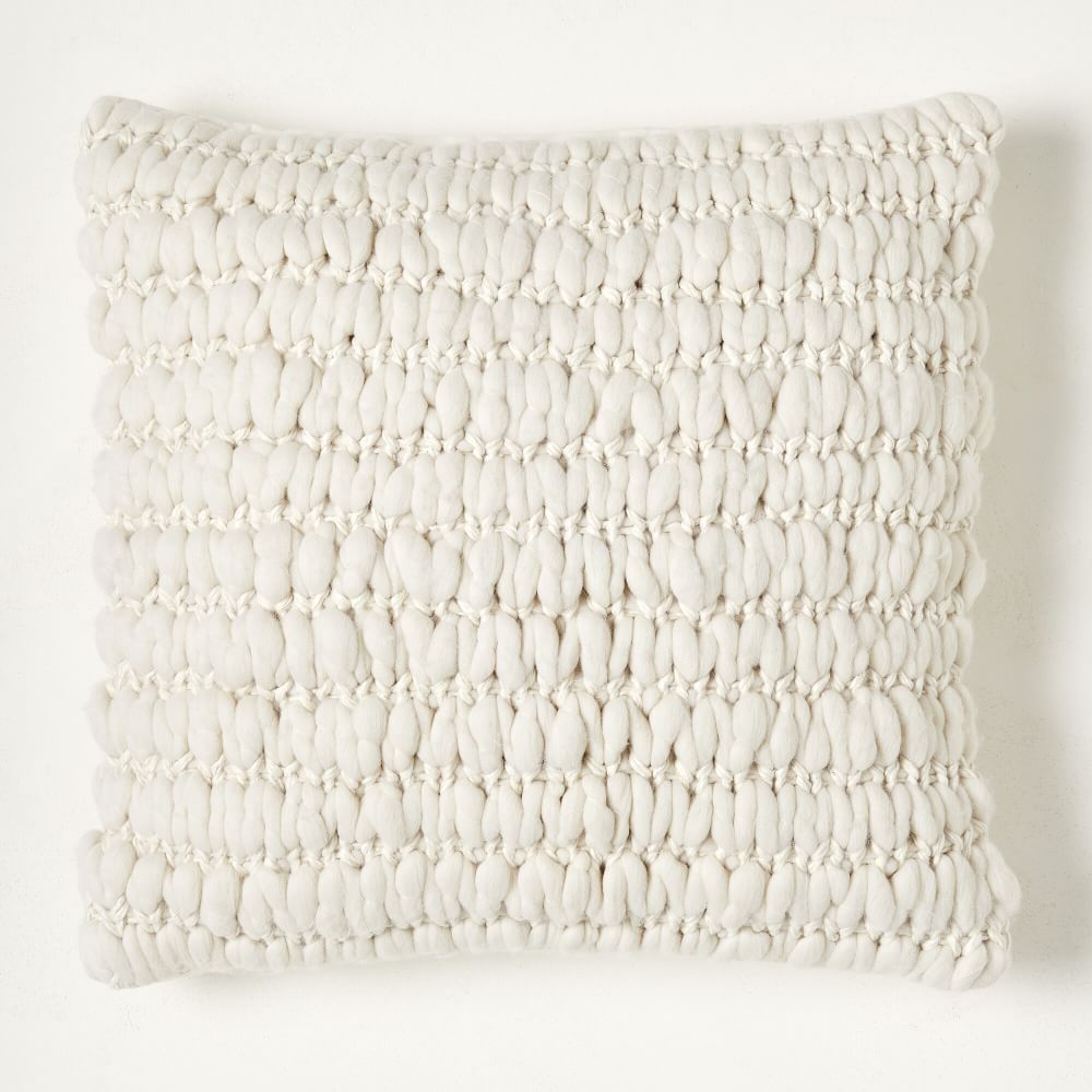 Chunky Knit Pillow Cover, 20"x20", White - Image 0