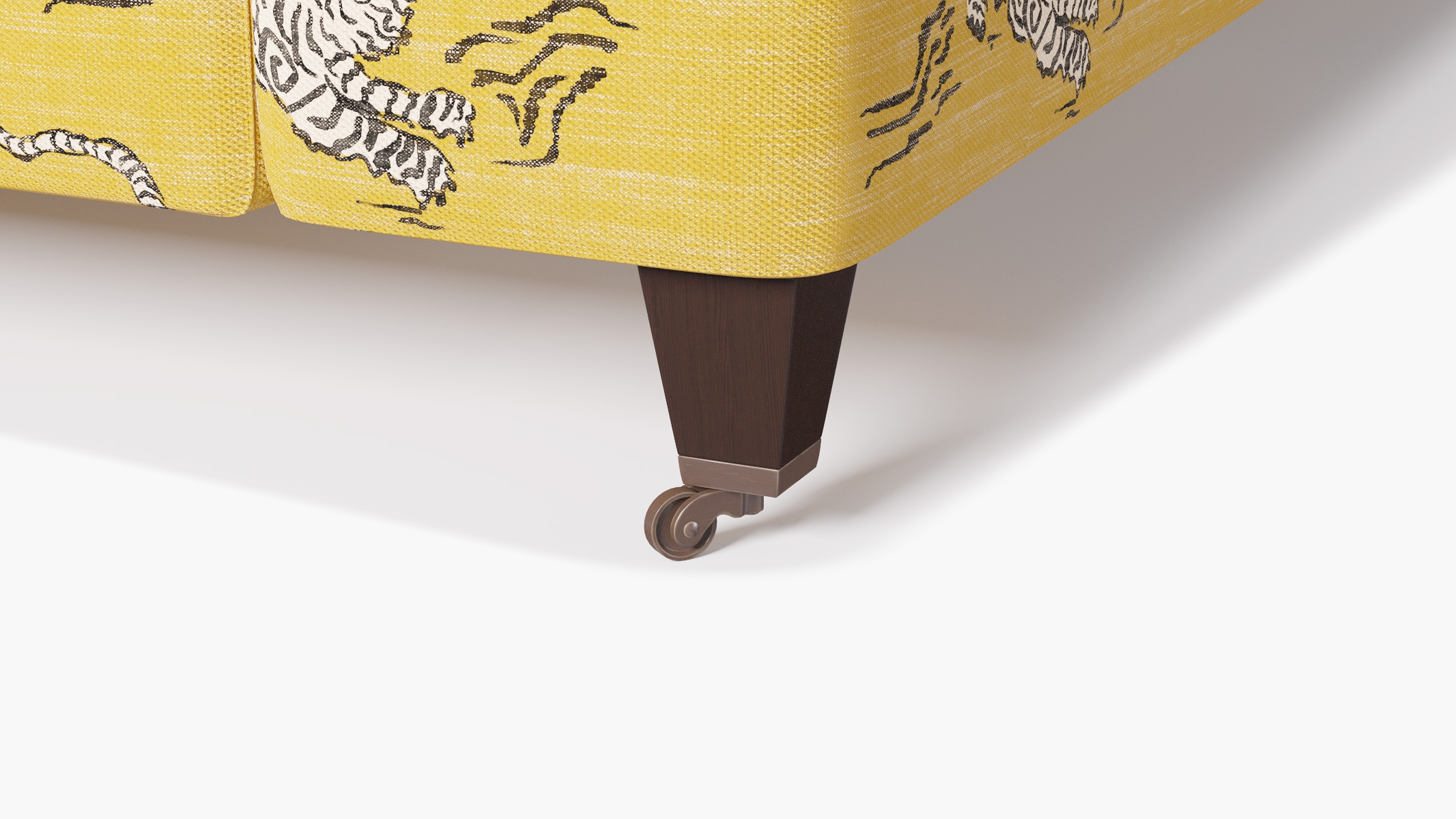 Classic Sofa, Dijon Tigresse, Espresso with Antique Brass Caster - Image 6