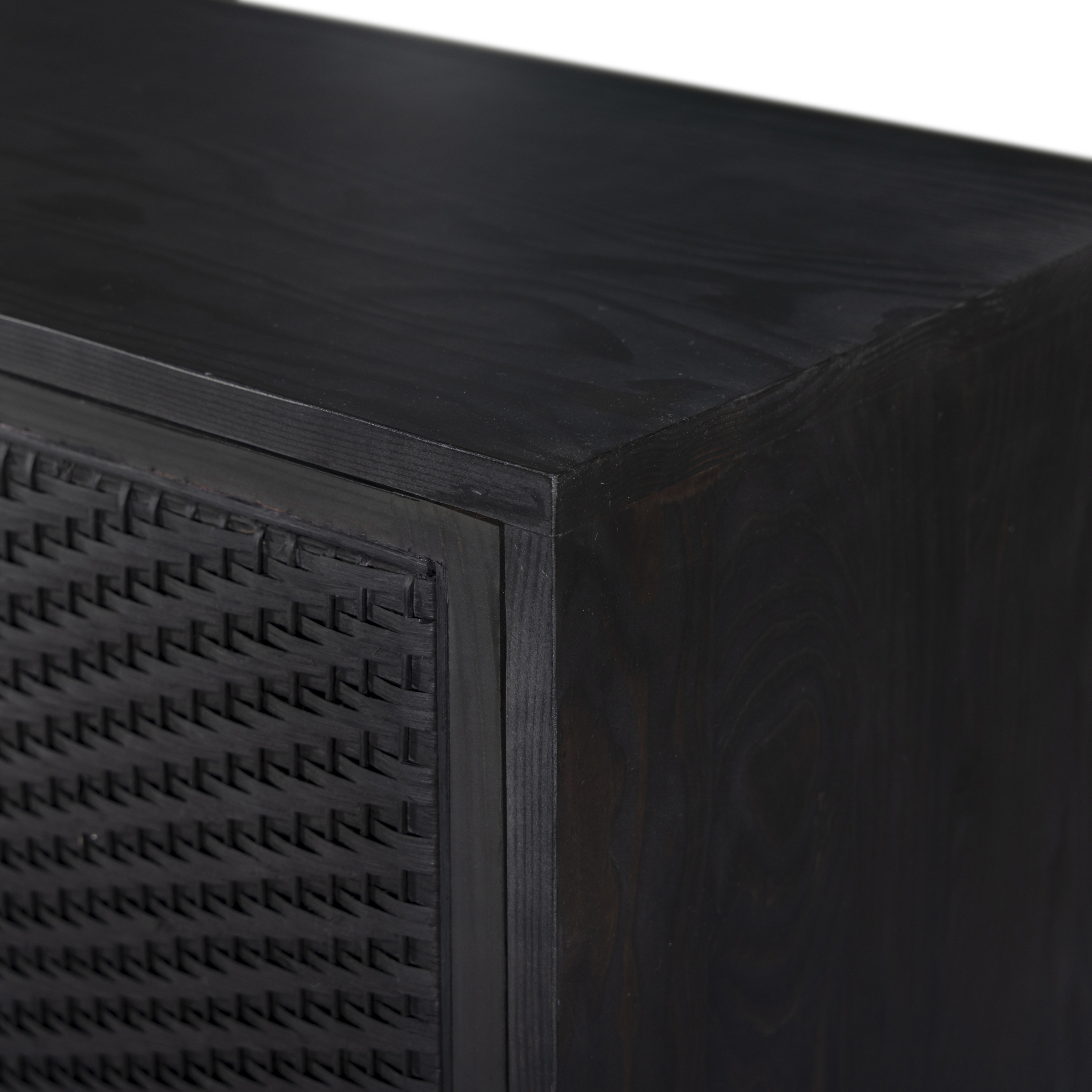Levon Bar Cabinet-Black Woven Rod Cane - Image 3