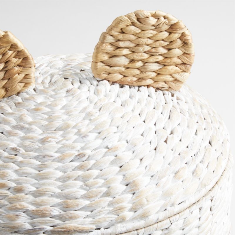 White Bear Woven Kids Hamper with Handles - Image 4