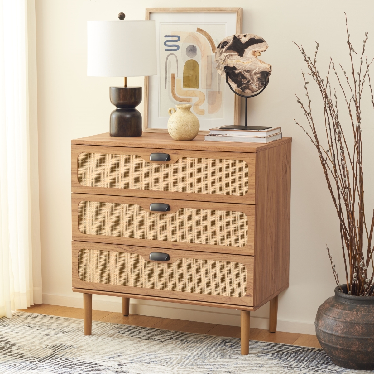 Irelia 3 Drawer Chest - Oak / Natural - Safavieh - Image 1