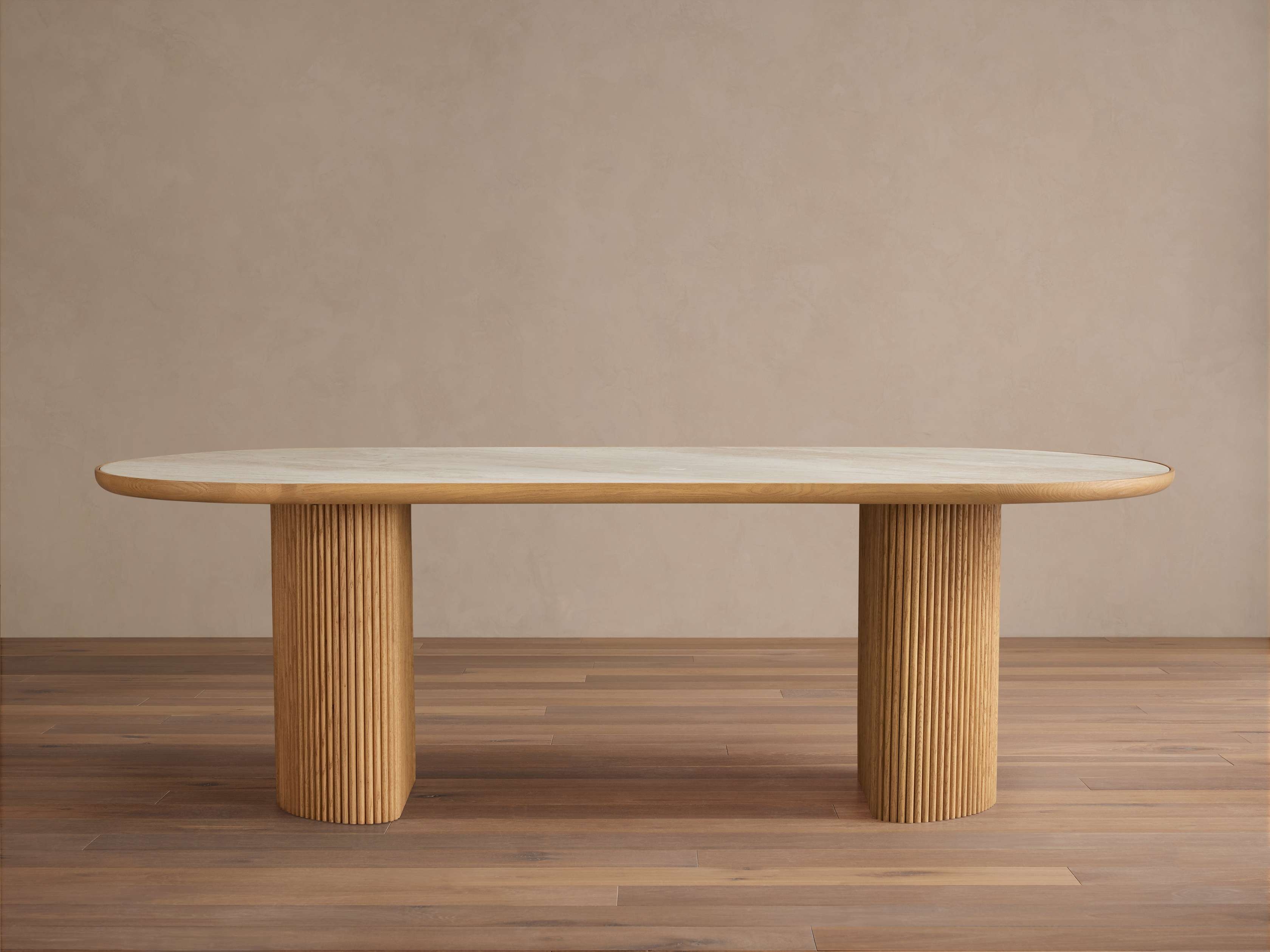 Astor Dining Table in Stone Natural  Honey/Beige Coralle 108" - Image 0