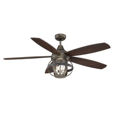 52" Yancy 5 - Blade Caged Ceiling Fan with Remote Control and Light Kit Included - Image 0