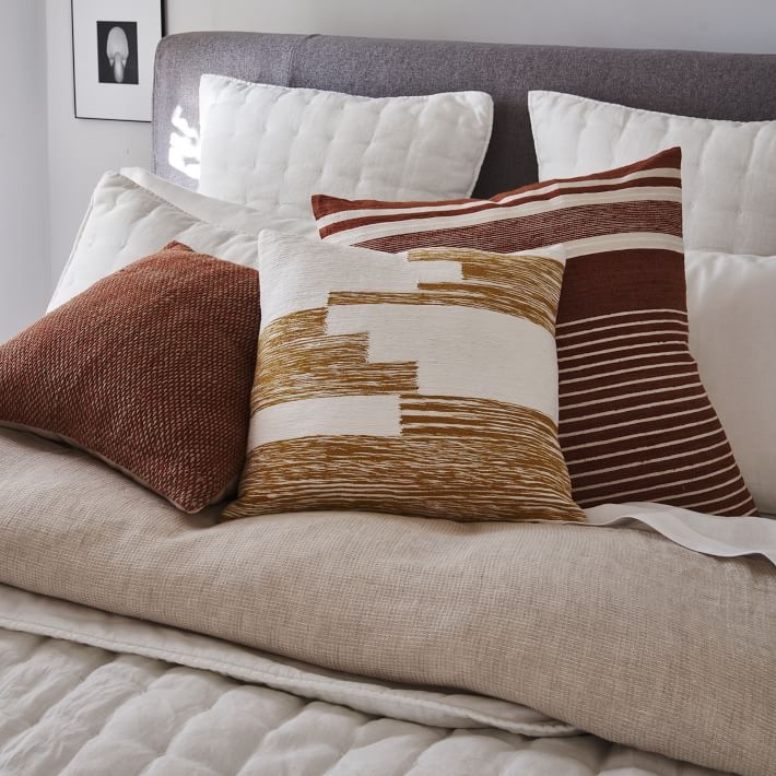 Cotton Variegated Colorblock Pillow Cover, 18" x 18", Dark Horseradish - Image 1