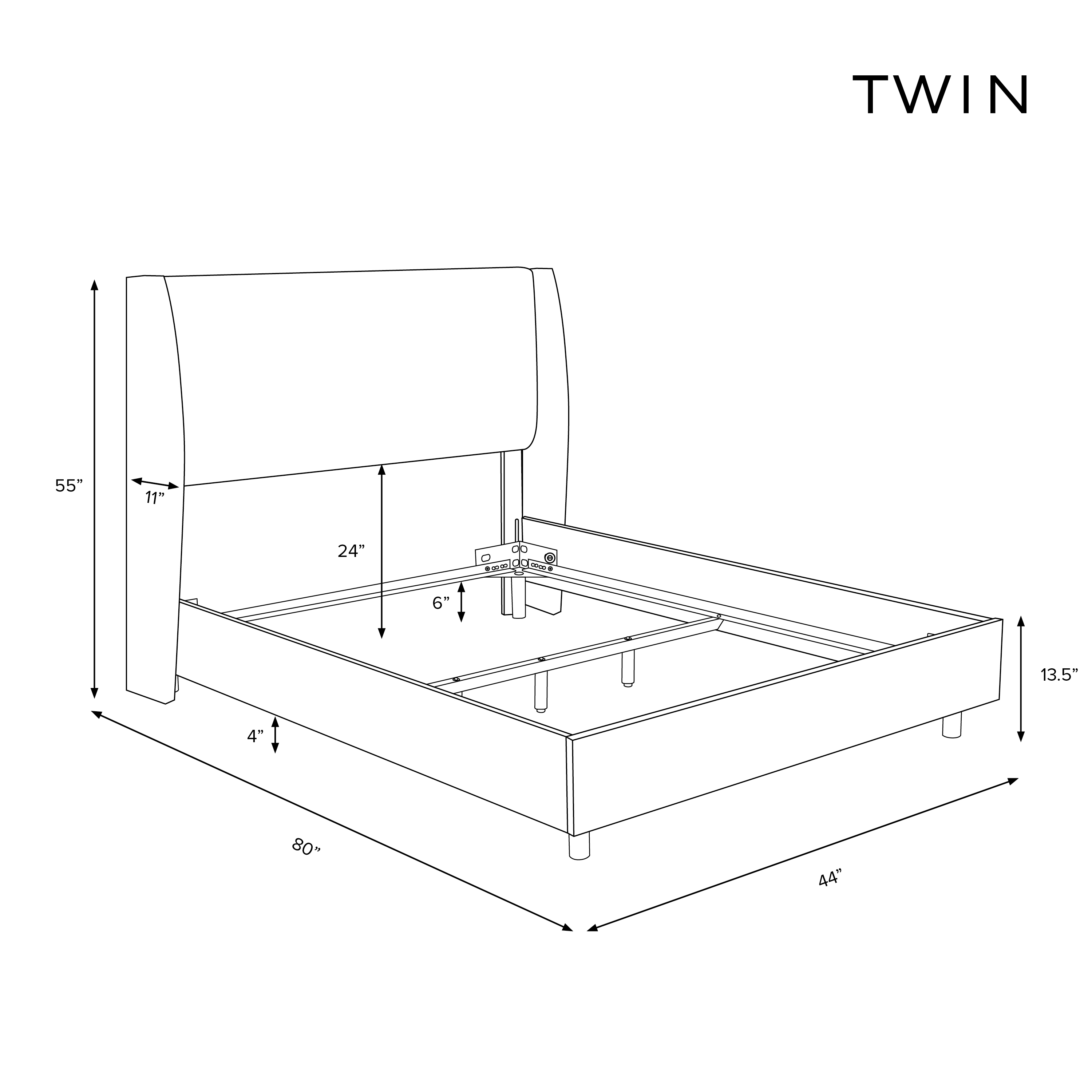 Twin Lawrence Wingback Bed - Image 7