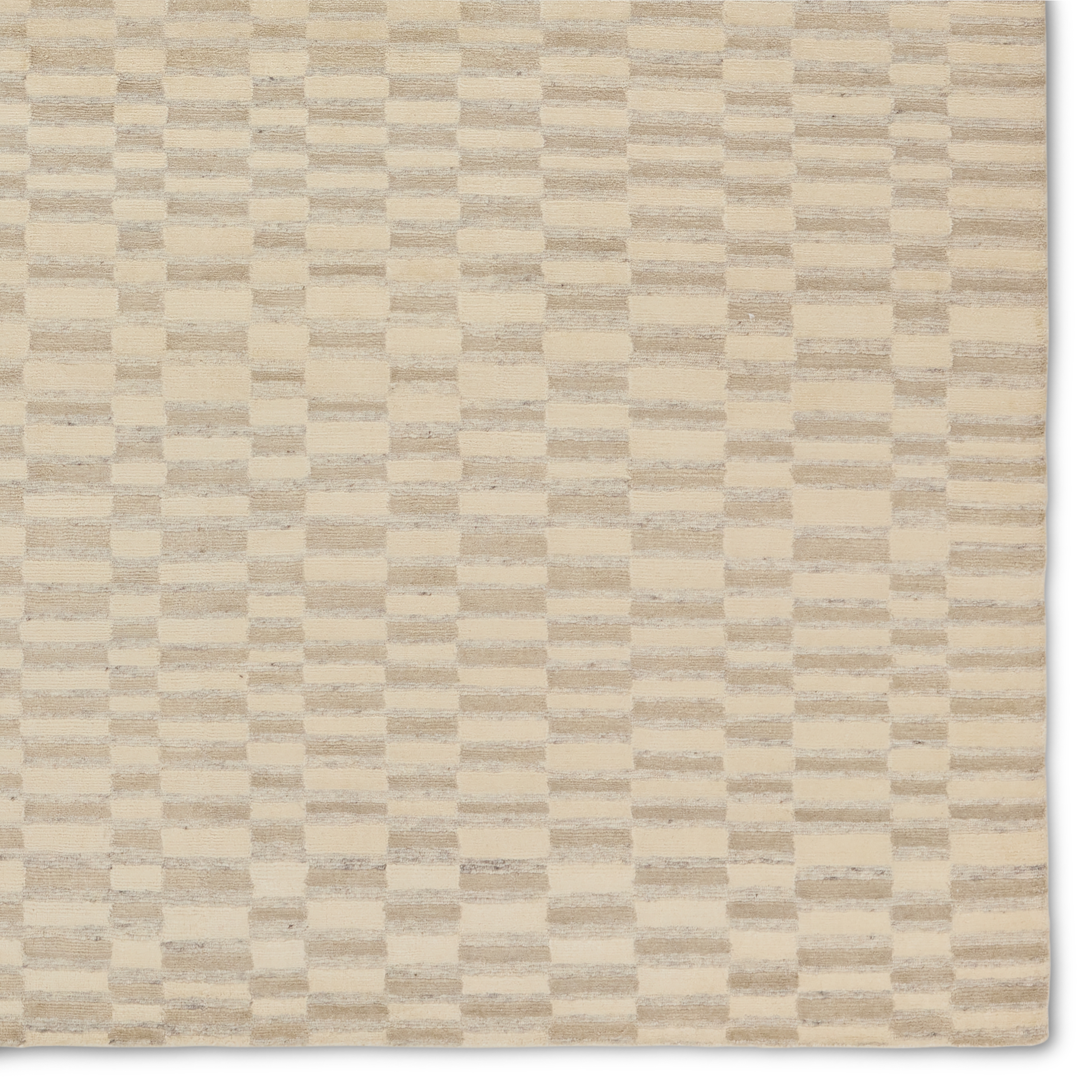 Entrada MTL01 Handknotted Stripes Tan and Cream Area Rug (6'x9') - Image 3