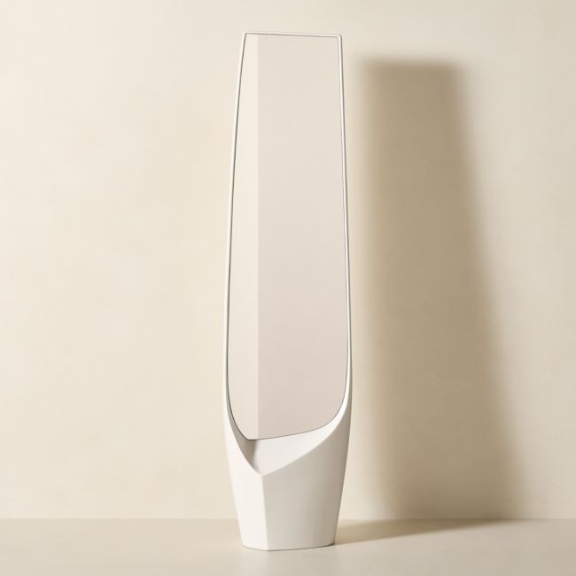 Shay Standing White Resin Full-Length Floor Mirror 19"x75" - Image 0