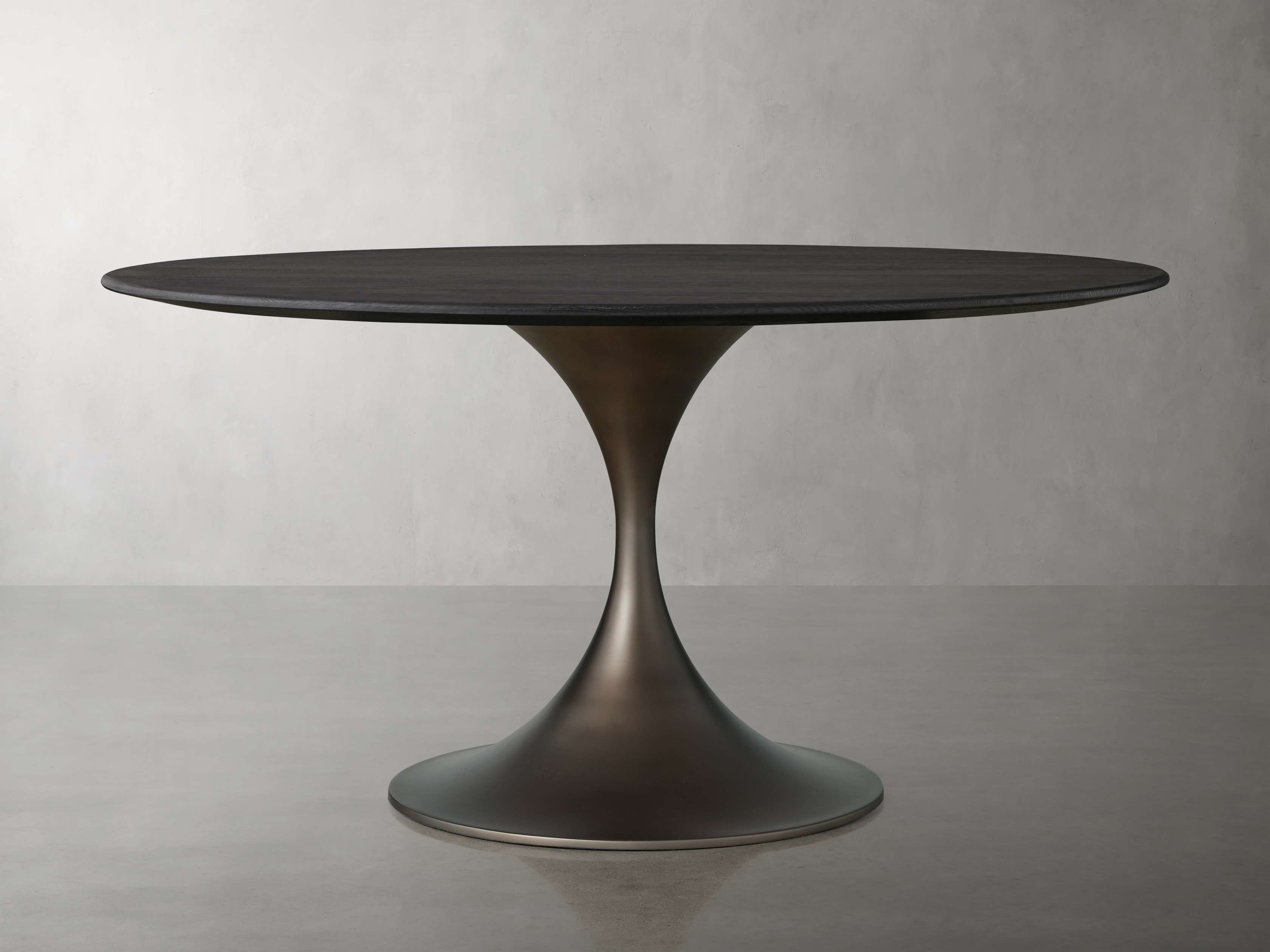 Saint Germain Round Dining Table with Launette Base Wood 54" in Black  Ebony/Antique Bronze - Image 0
