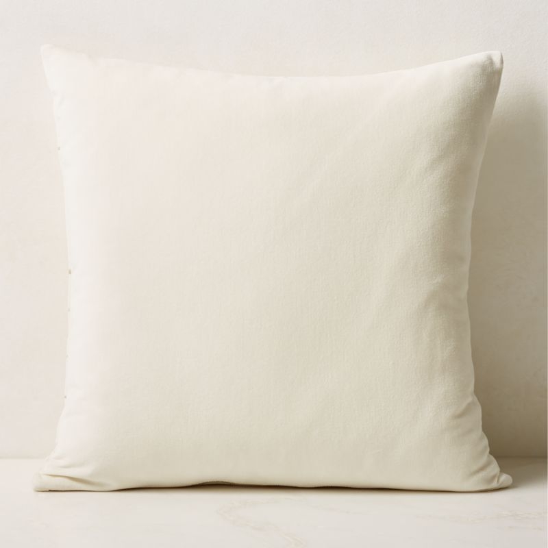 Arabella White Velvet Throw Pillow with Feather-Down Insert 23"x23" - Image 1
