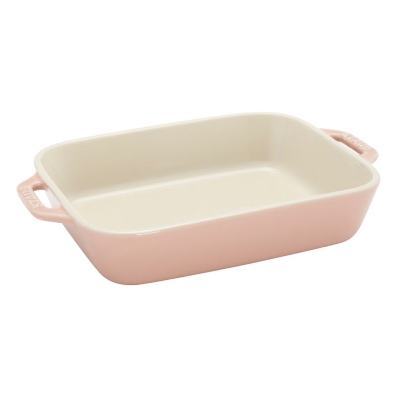Staub Macaron Light Pink 3-Piece Rectangular Stoneware Baking Dish Set - Image 4