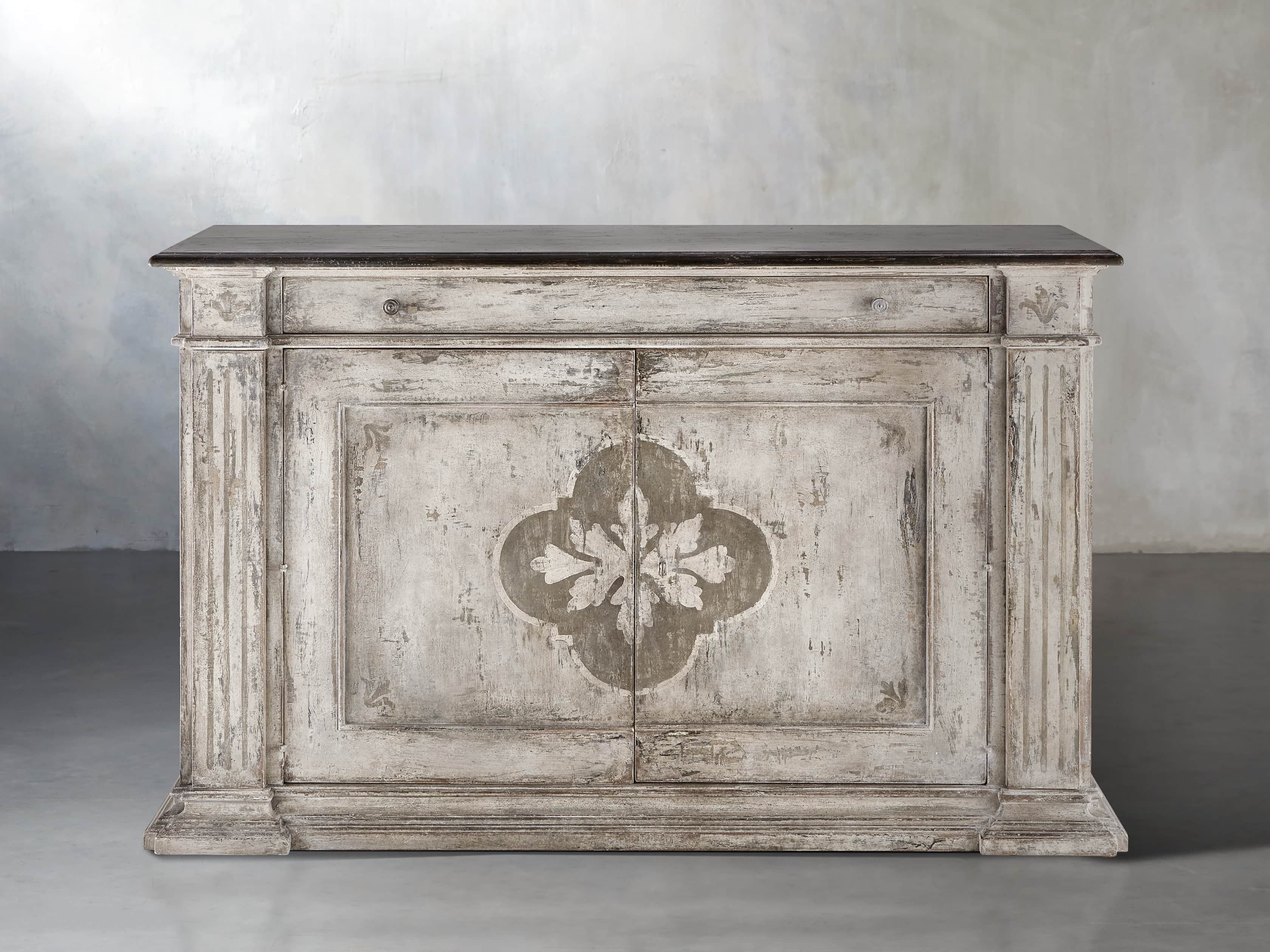 Messina Center Floral Bell'arte Buffet in Wood Gray - Image 0