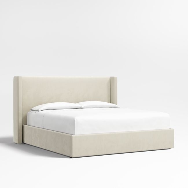 Arden 52" Beige Upholstered King Headboard with Storage Bed Base - Image 0
