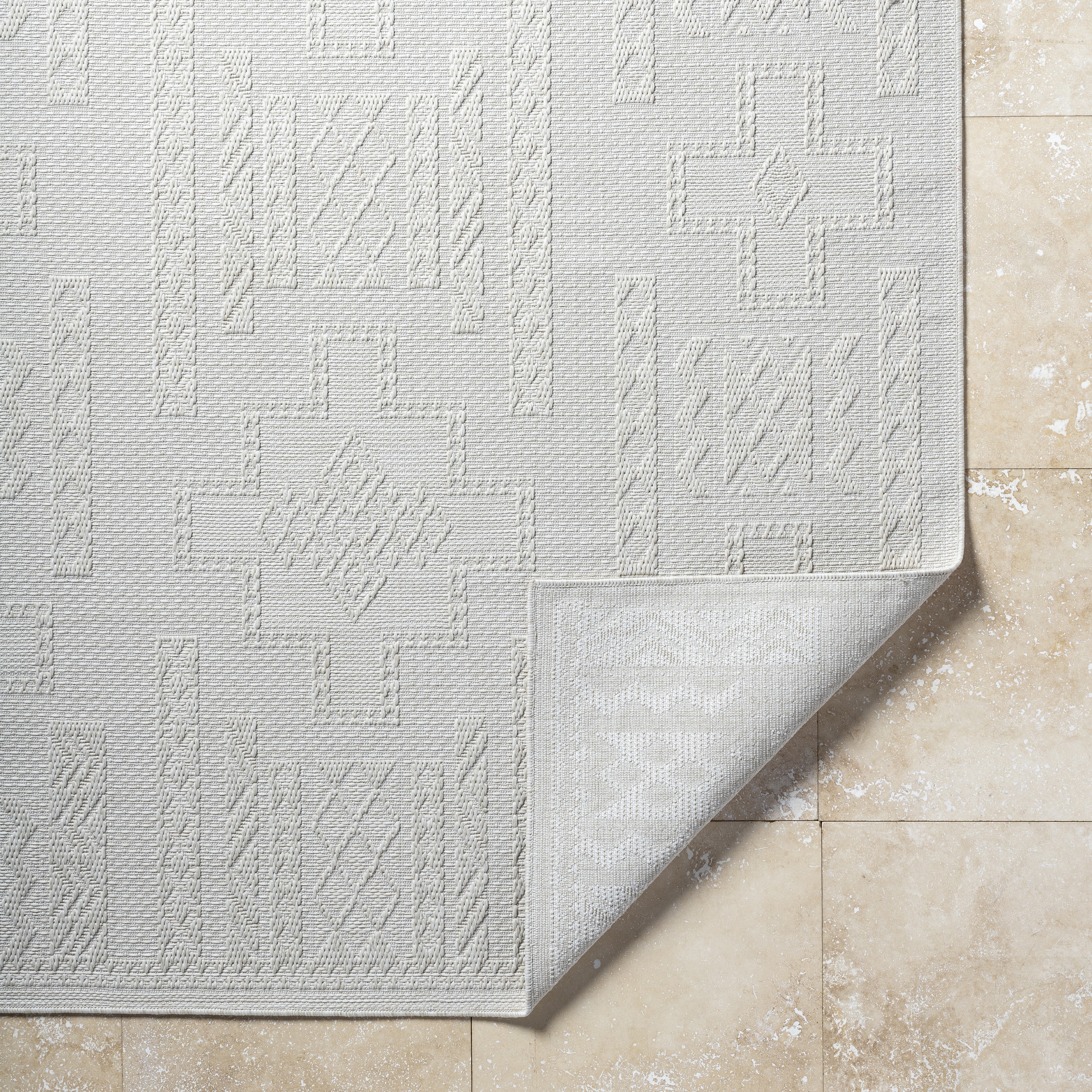 Sandra Beige Outdoor 6'7" x 9' Machine Woven Rug - Image 4