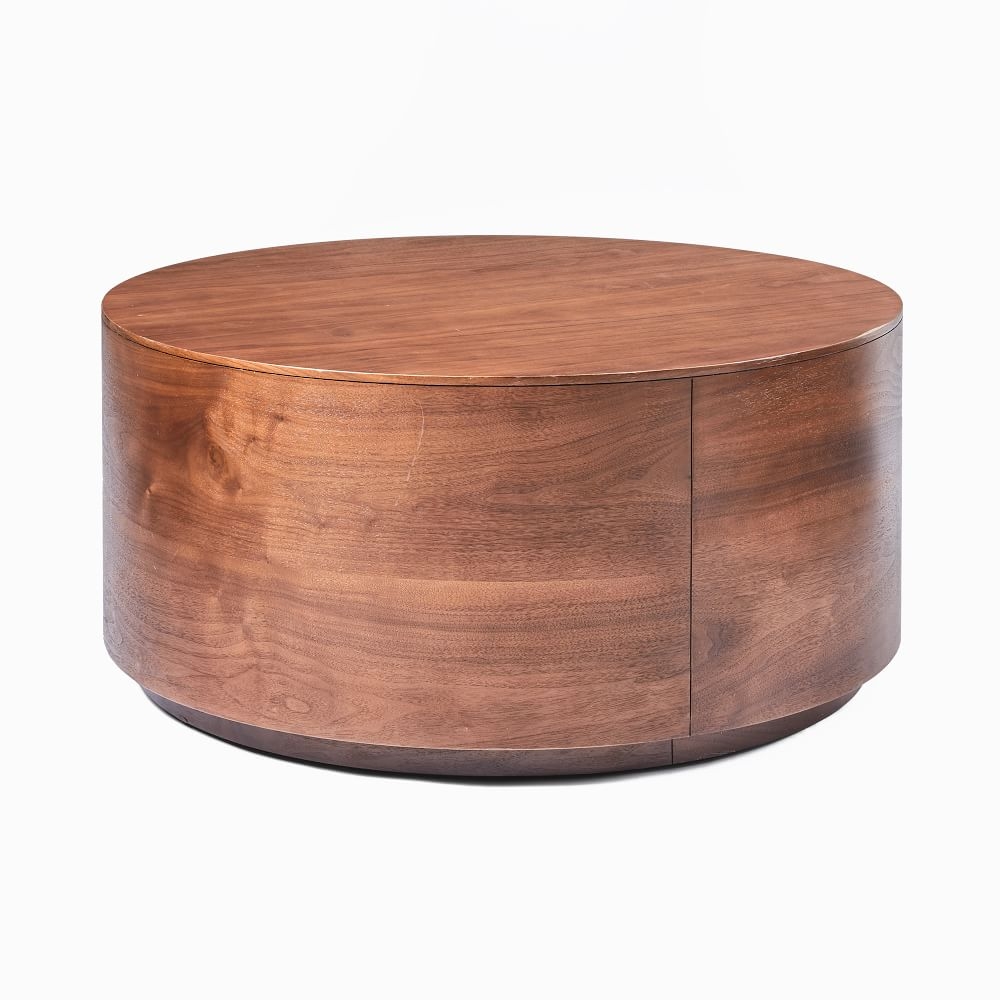 Volume Drum Coffee Table, 36", Cool Walnut - Image 1