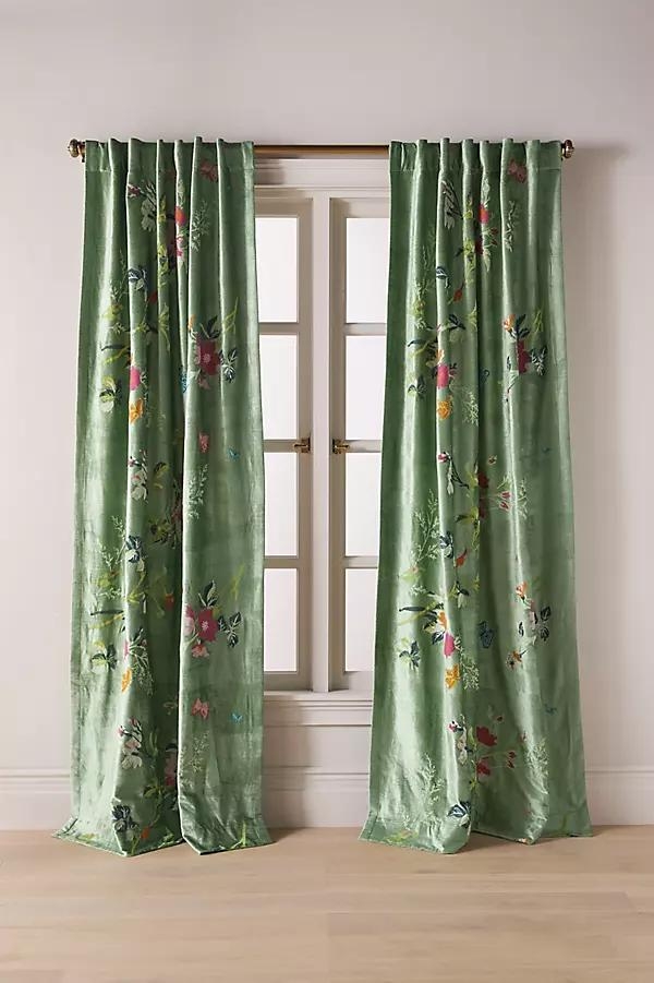 Velvet Embroidered Floral Curtain - Image 0