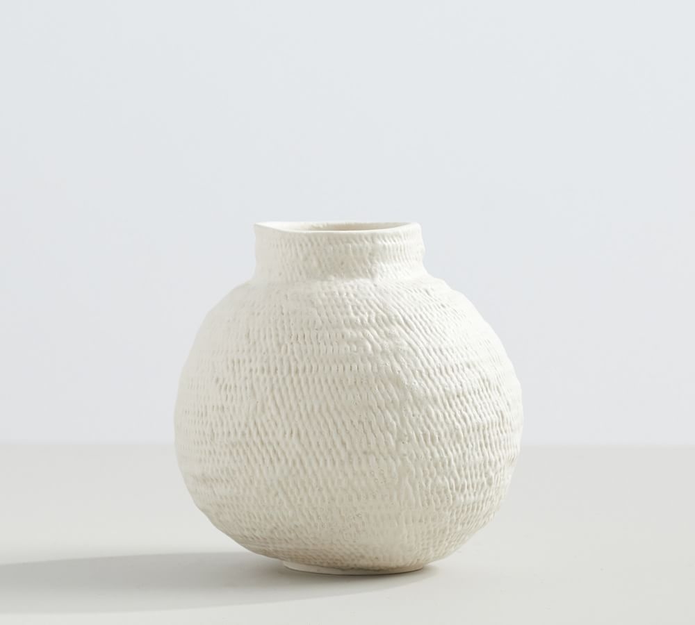 Frasier Handcrafted Ceramic Vase, Bud Vase, White - Image 0
