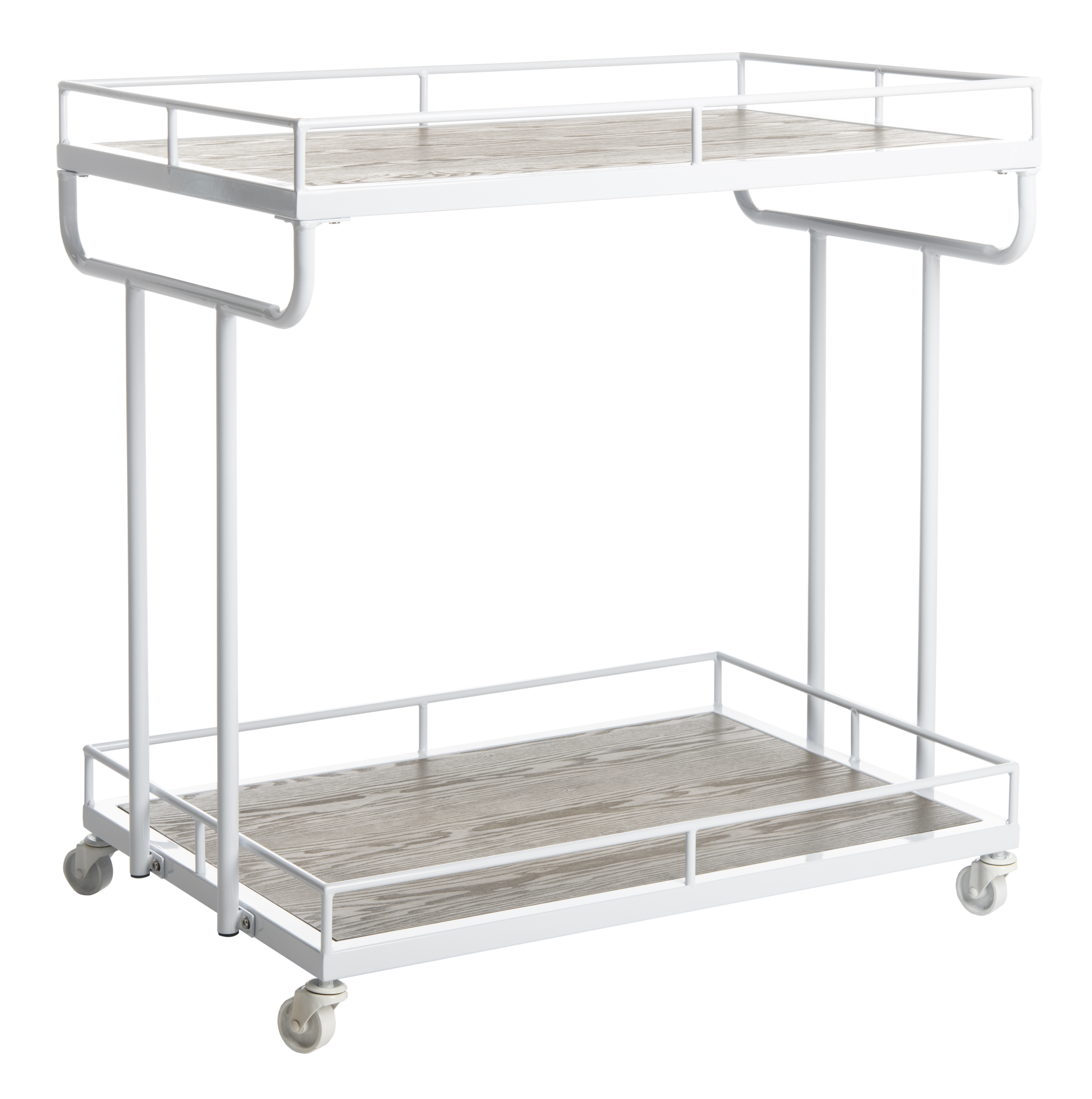 Dawson 2 Tier Rectangle Bar Cart - Rustic Oak/White - Safavieh - Image 1
