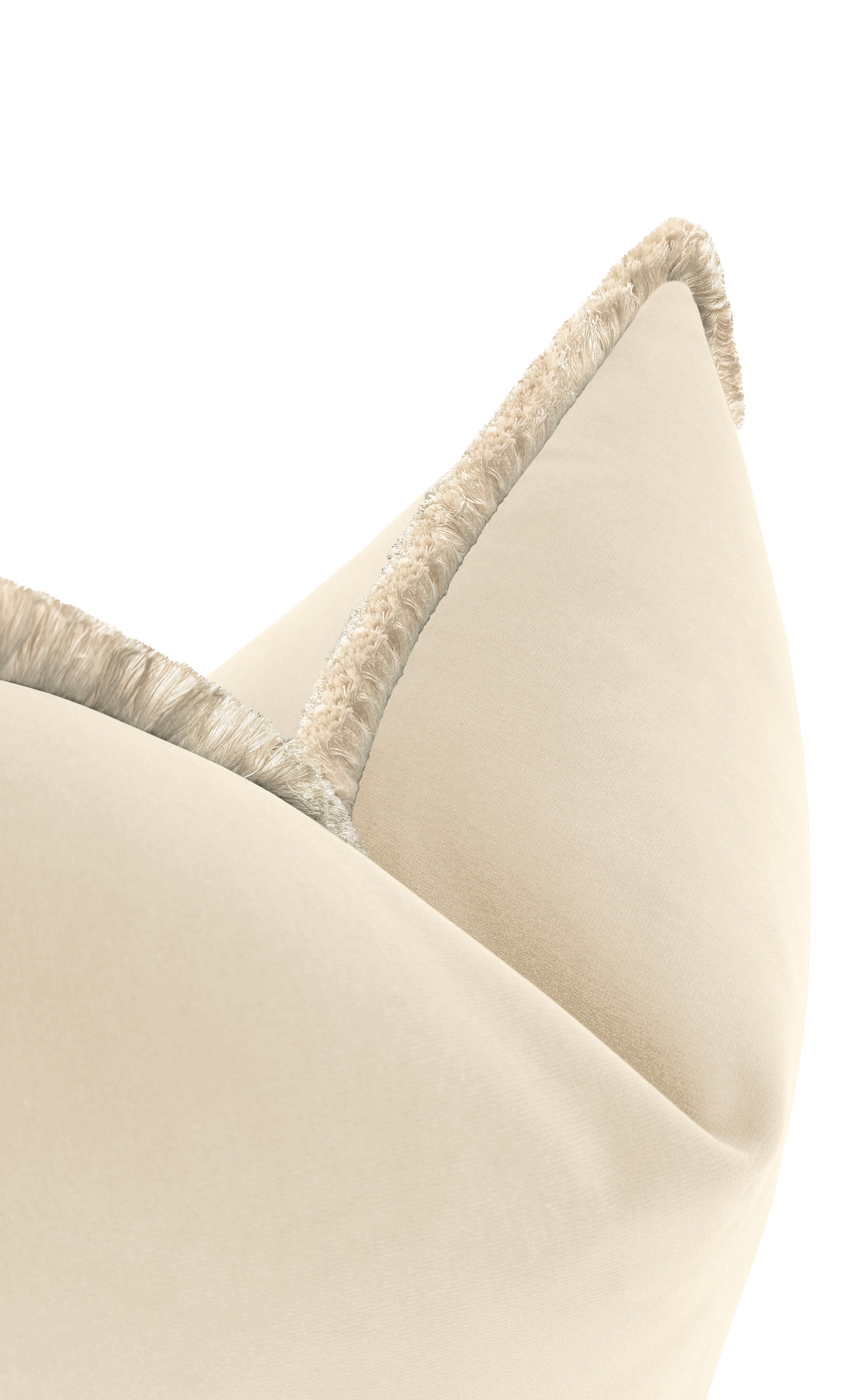 SIGNATURE VELVET // ALABASTER + FRINGE - Sample 4" X 4" / Natural Fringe - Image 0