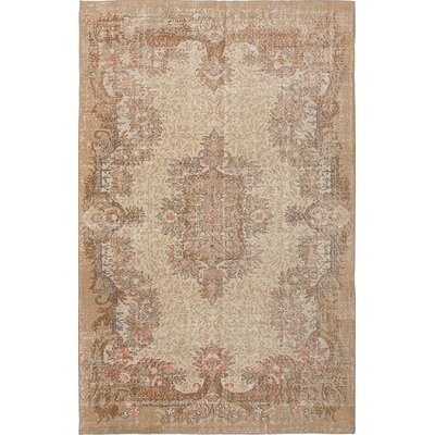 One-of-a-Kind Gautreau Hand-Knotted Antalya Vintage Cream 6'4" x 10'1" Wool Area Rug - Image 0