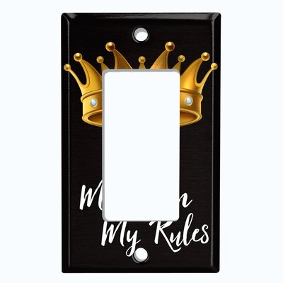 Metal Light Switch Plate Outlet Cover (My Room My Rules Princess Crown Black - Single Rocker) - Image 0