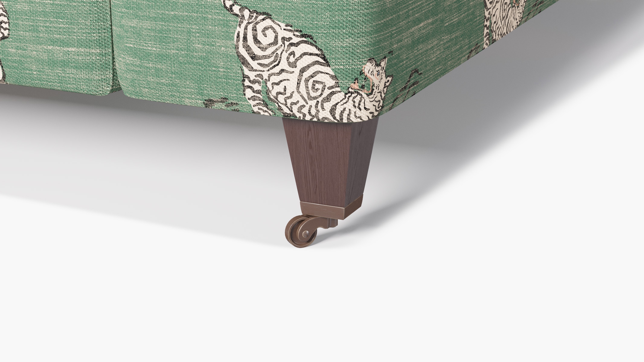 Classic Sofa, Emerald Tigresse, Espresso with Antique Brass Caster - Image 1