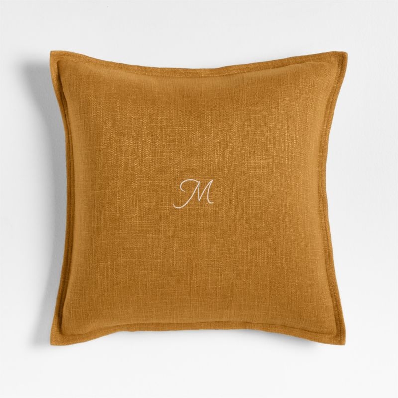 Moroccan Ocher 20x20 Organic Laundered Linen Throw Pillow with Down-Alternative Insert - Image 5