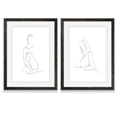 'Nude Contour Sketch I' by Vincent Van Gogh - 2 Piece Picture Frame Drawing Print Print Set - Image 0