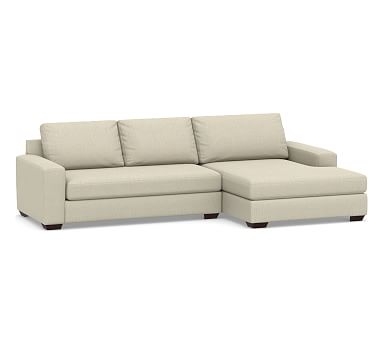 Big Sur Square Arm Upholstered Left Arm Loveseat with Double Chaise Sectional and Bench Cushion, Down Blend Wrapped Cushions, Chenille Basketweave Oatmeal - Image 0