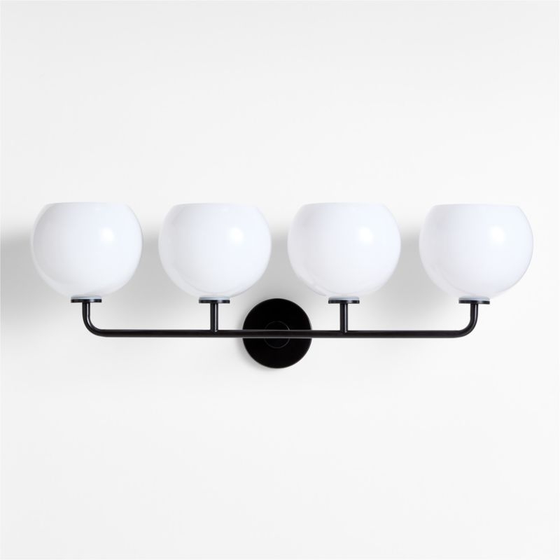 Arren Black 4-Light Wall Sconce Light with Milk Glass Round Shade - Image 2