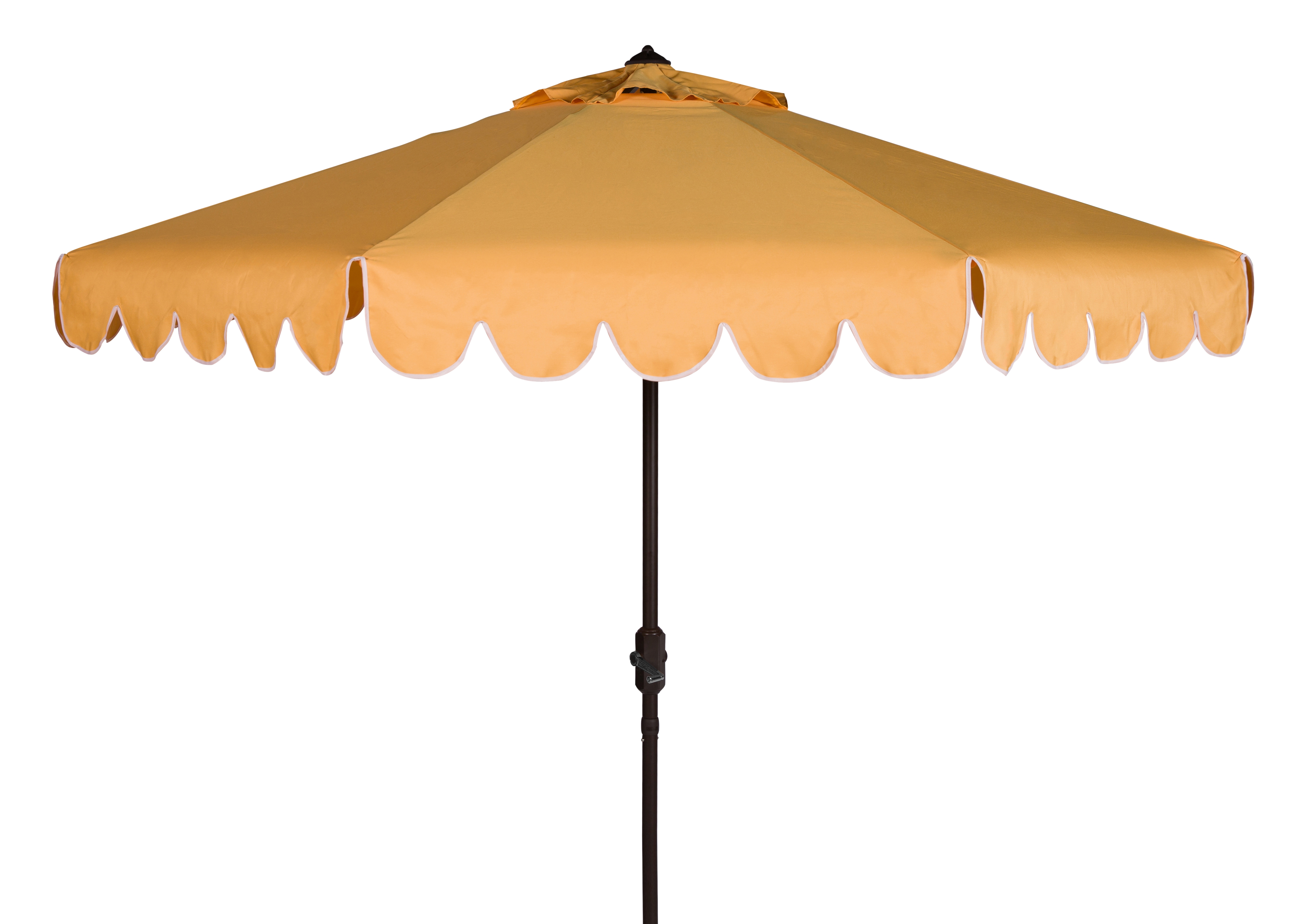 Venice Single Scallop 9Ft Crank Outdoor Push Button Tilt Umbrella - Yellow/White - Safavieh - Image 0