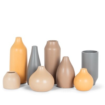 Set Of 2 Sand Colored Matte Vase - Image 0