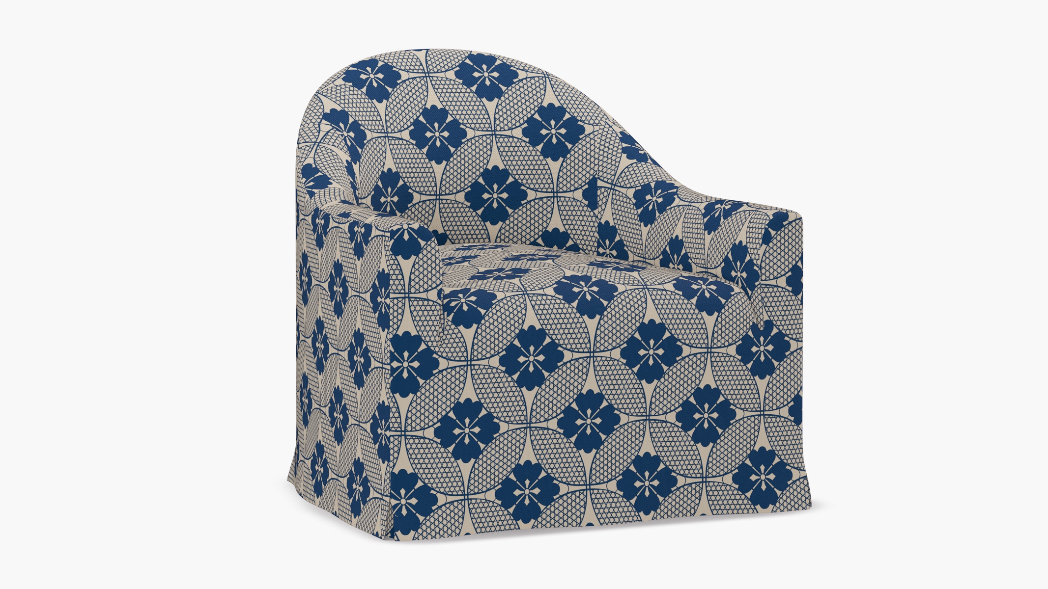 Slipcover Swivel Chair, Bright Navy Solaire - Image 1